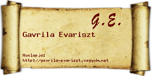 Gavrila Evariszt névjegykártya